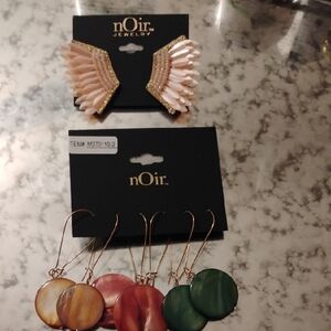 nOir Jewelry Jewelry Wing and  precious glass Disc Earrings Set